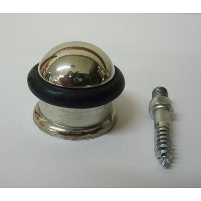Chrome Brass + Rubber Floor Mounted Door Stop Stopper 31mm   132634893298